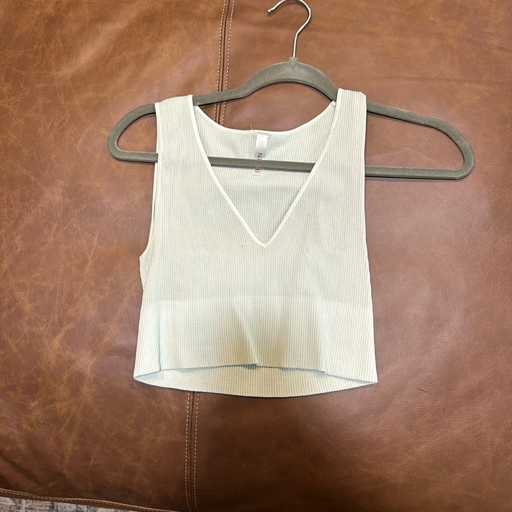 Boutique stretchy ribbed crop top. One size. Light mint color.